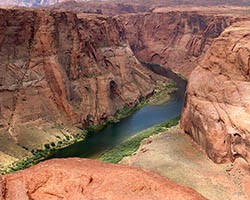 water flowing through canyon