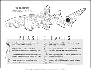 Ocean plastics coloring page created by Ashley Thomson