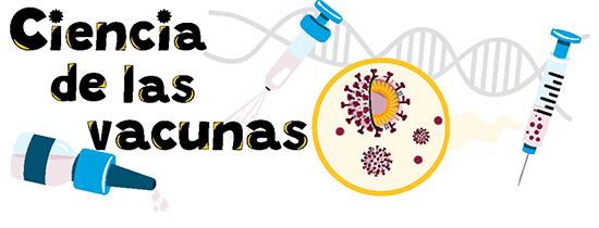 una ilustración que muestra diferentes tipos de vacunas, con un virus en el medio