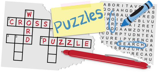 Picture of sample crossword and word search puzzles