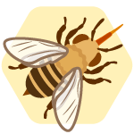 An illustration of a bee with its proboscis sticking out