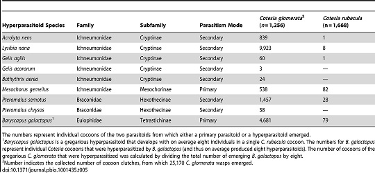 Table 5. Hyperparasitoid species and count