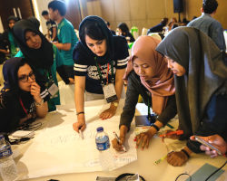 students discuss how to protect the environment