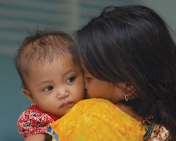 Mother with her young baby