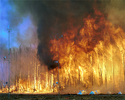 An image of equipment measuring information during a fire study