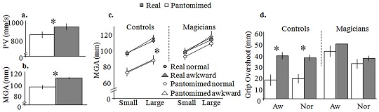 Magicians grab objects differently