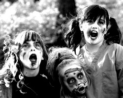 Kids dressed as zombies