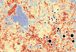 Heat map depicting temperatures in North Carolina