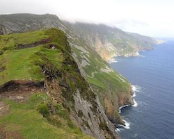 Green cliffs overlooking the ocean