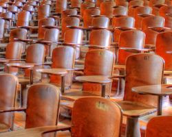 Empty seats in a lecture hall