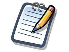 An illustration of a notepad and pencil