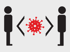 Social distancing and virus icon