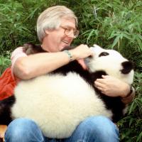 Andrew Smith holding a baby Panda image