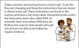 Illustration of scientists looking at DNA sequences.