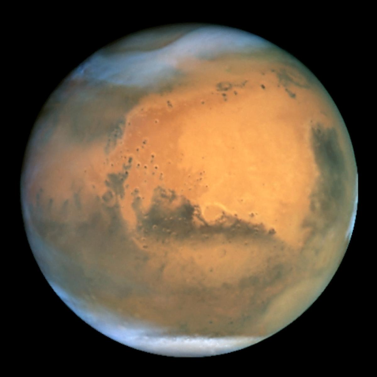 Mars as photographed by the Hubble Space Telescope