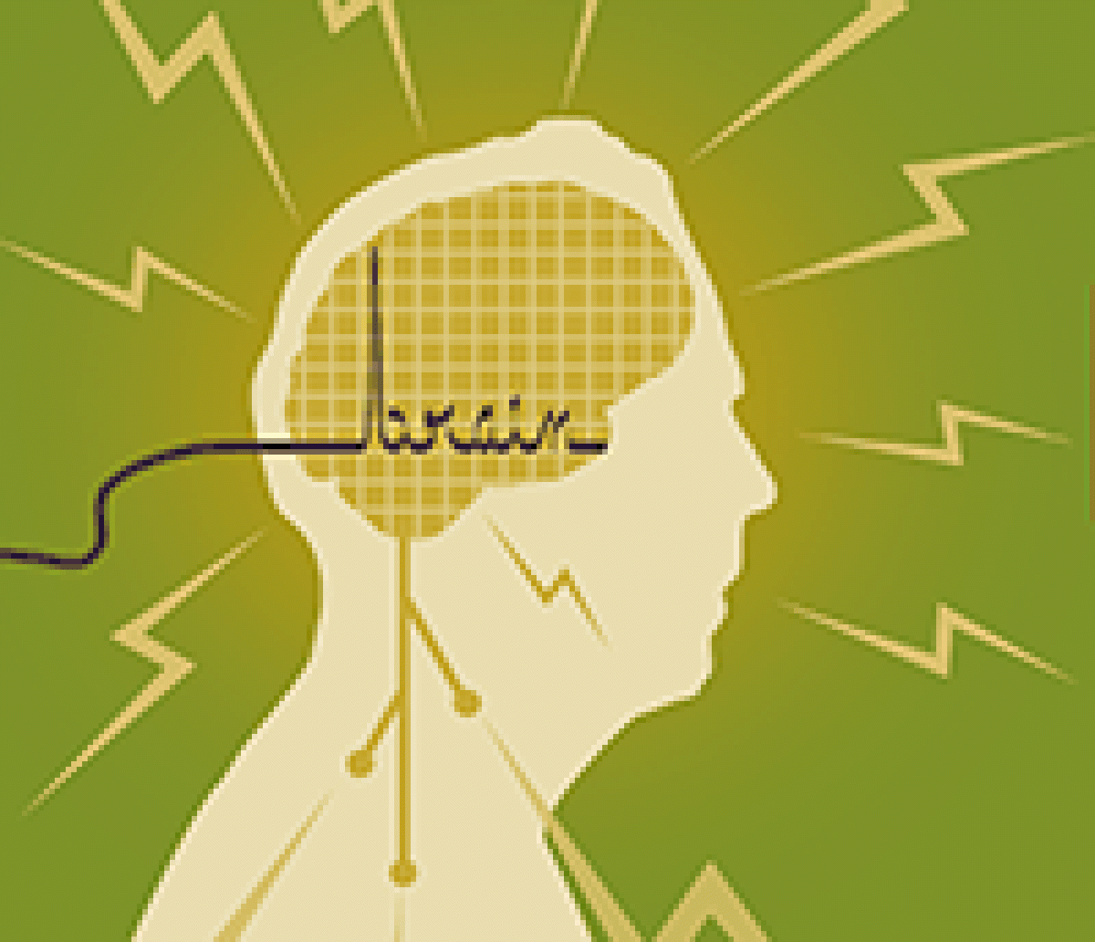 An illustration of brain waves leaving a silhouette of a head