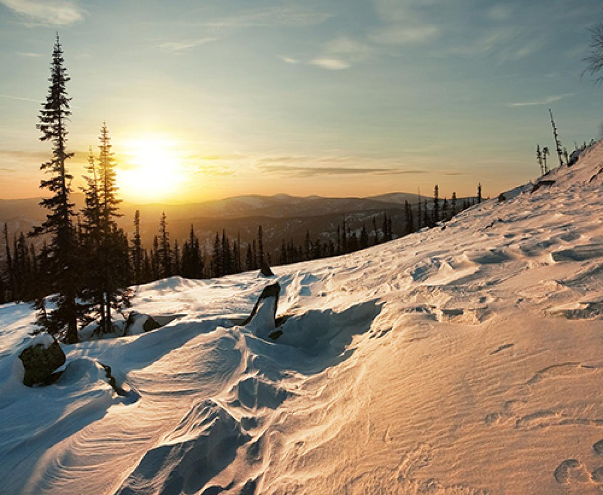 Siberian mountains and snow