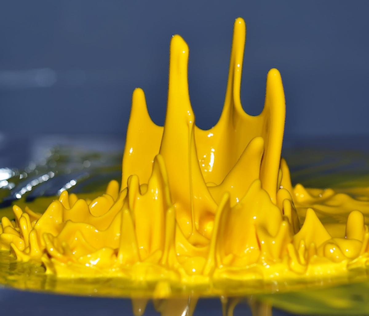 Yellow paint responding to sound waves