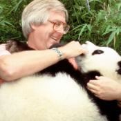 Andrew Smith holding a baby Panda image